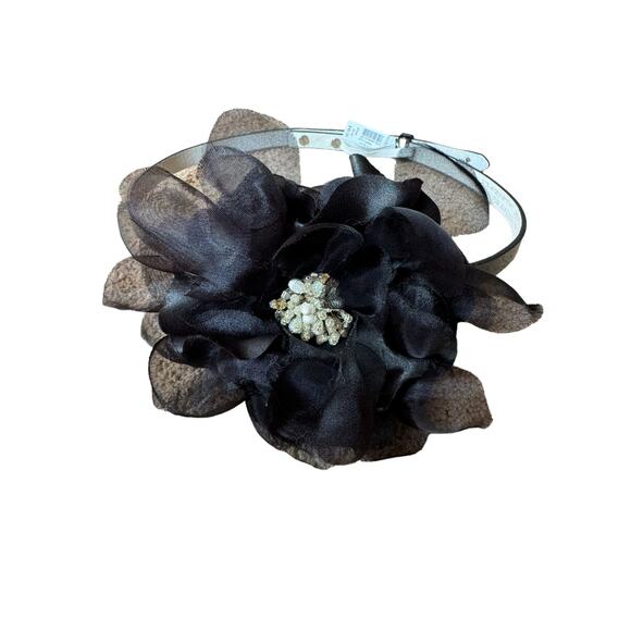 NWT White House Black Market Belt Flower Black Women\'s XS Leather 31.5” Long main image 6